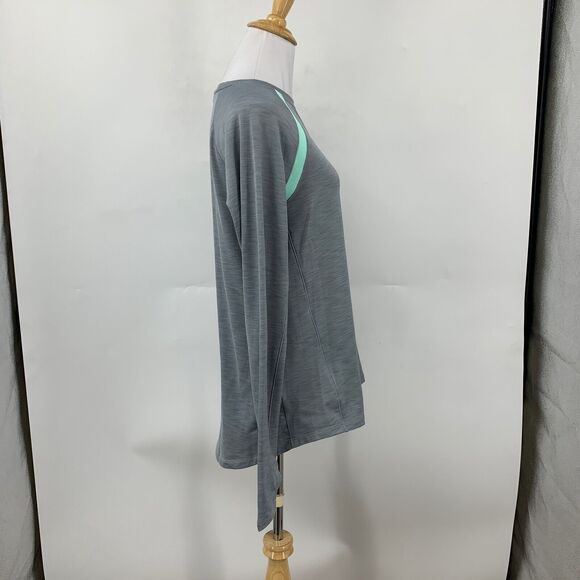 Under Armour Shirt Women XL Extra Large Gray Mint Micro Fleece Raglan Thumbhole - Picture 5 of 14